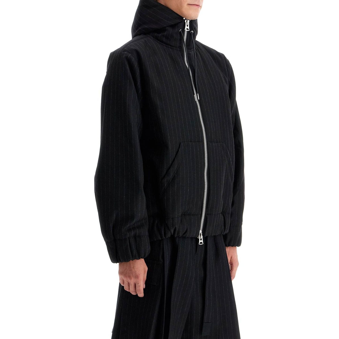 Sacai hooded wool gessato jacket Vests Sacai