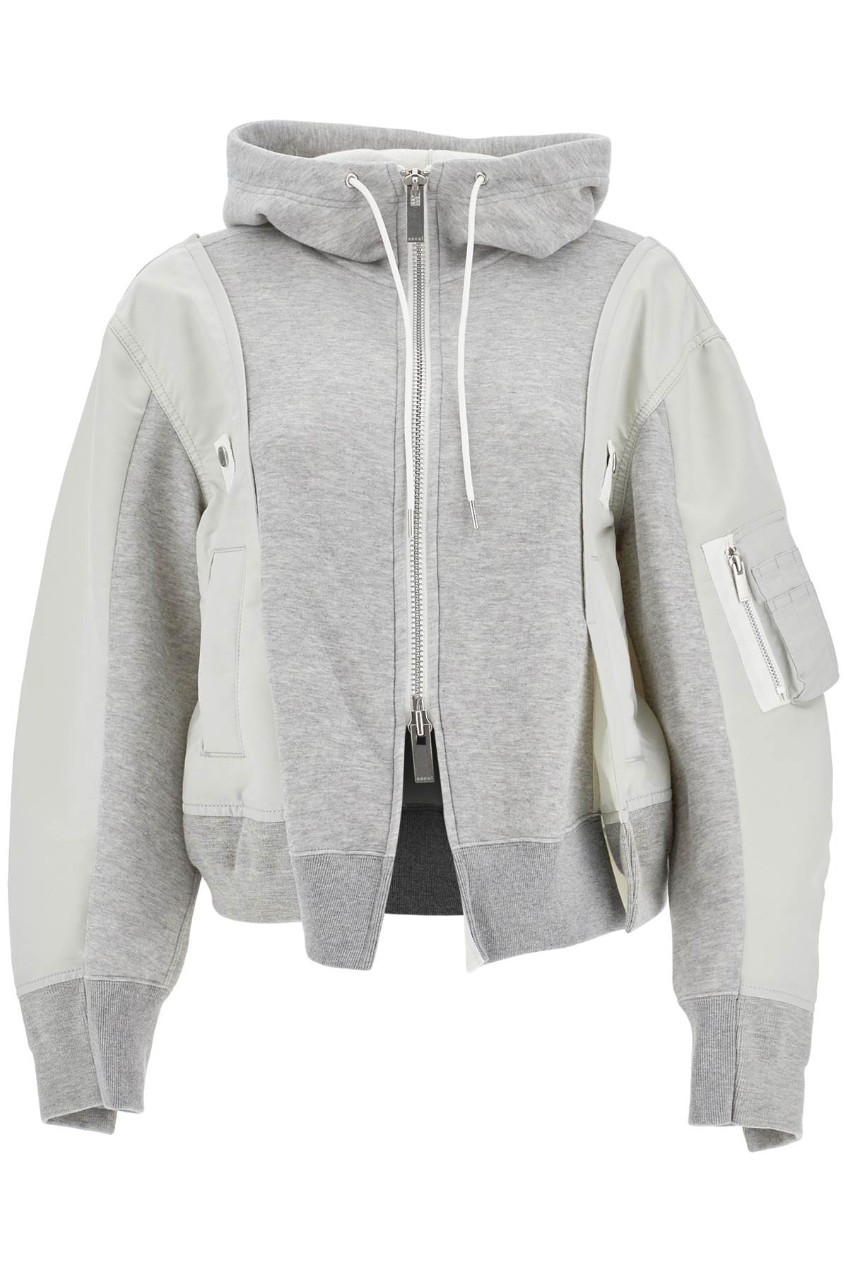 Sacai hybrid sweatshirt with zip and hood Topwear Sacai