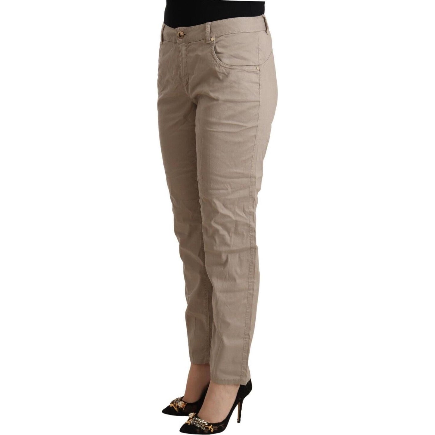 Acht Beige Tencel Mid Waist Tapered Casual Pants Acht