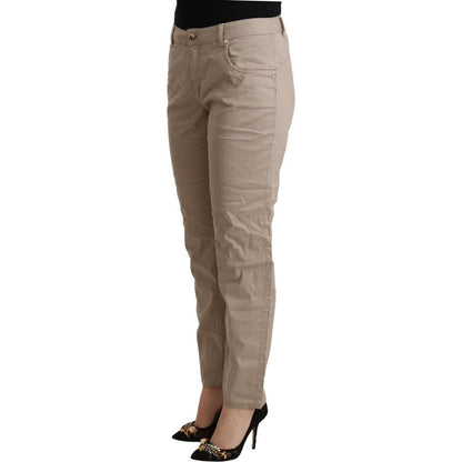 Acht Beige Tencel Mid Waist Tapered Casual Pants Acht