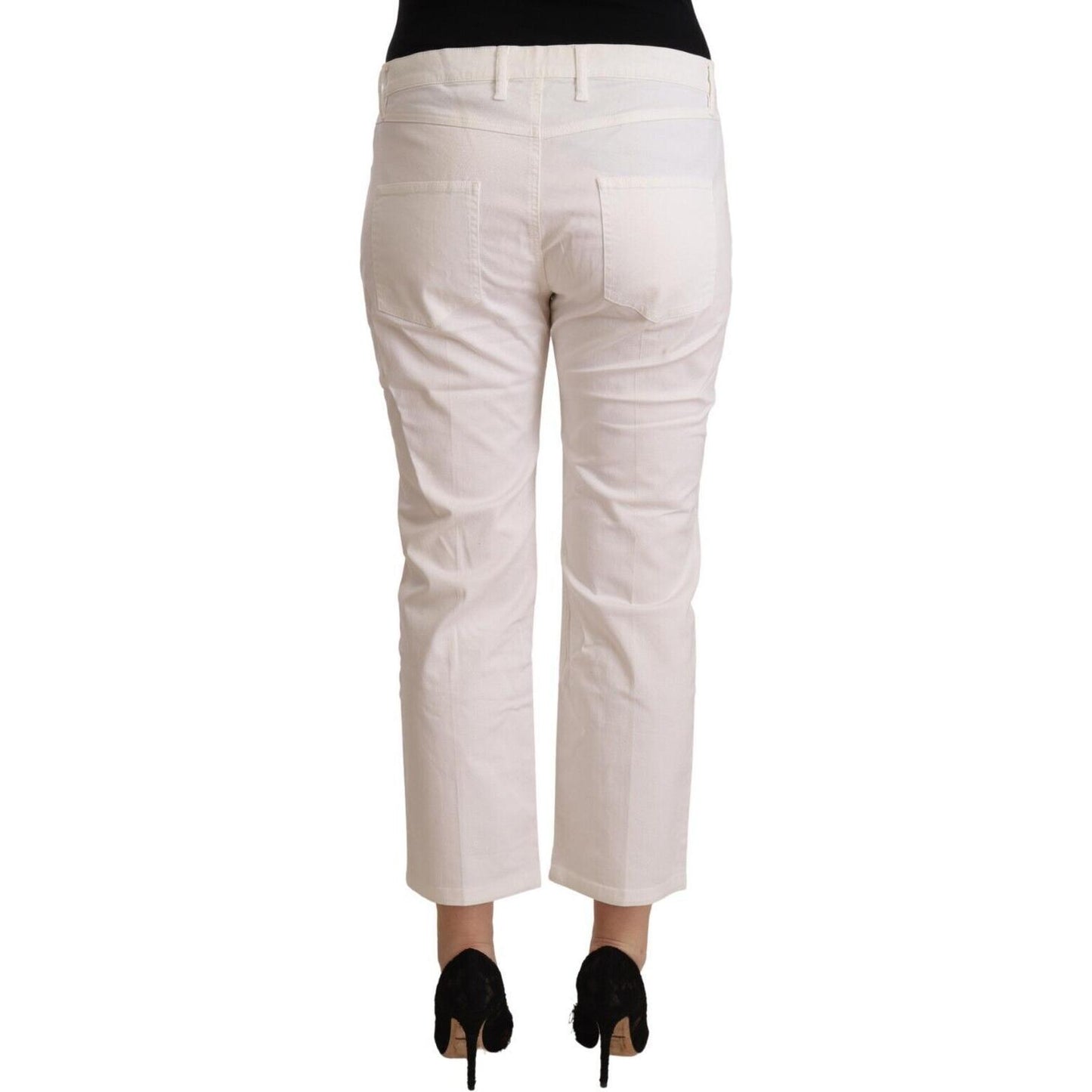 L'Autre Chose Chic White Mid Waist Skinny Cropped Jeans L'Autre Chose