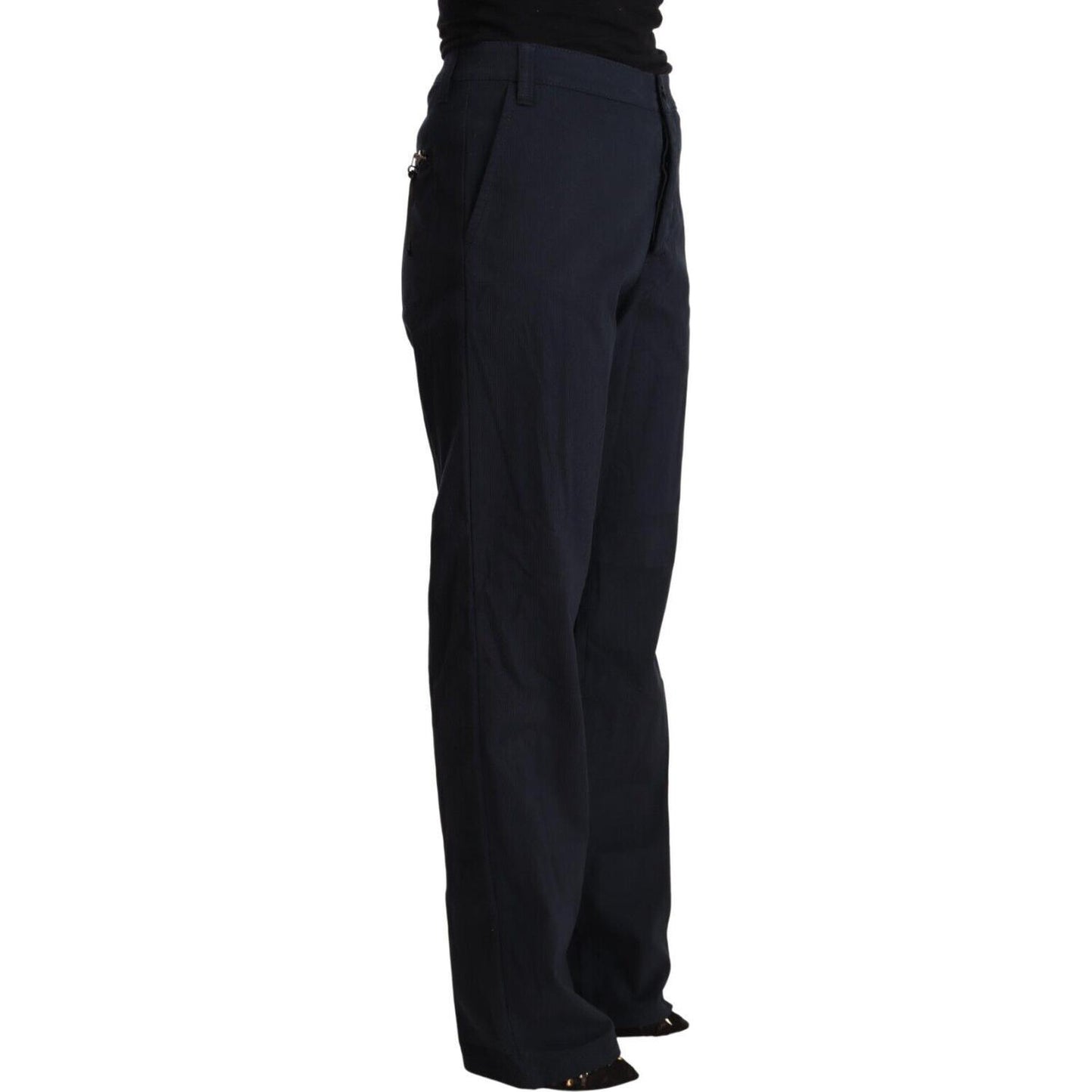 Exte Black High Waist Tapered Cotton Pants Exte