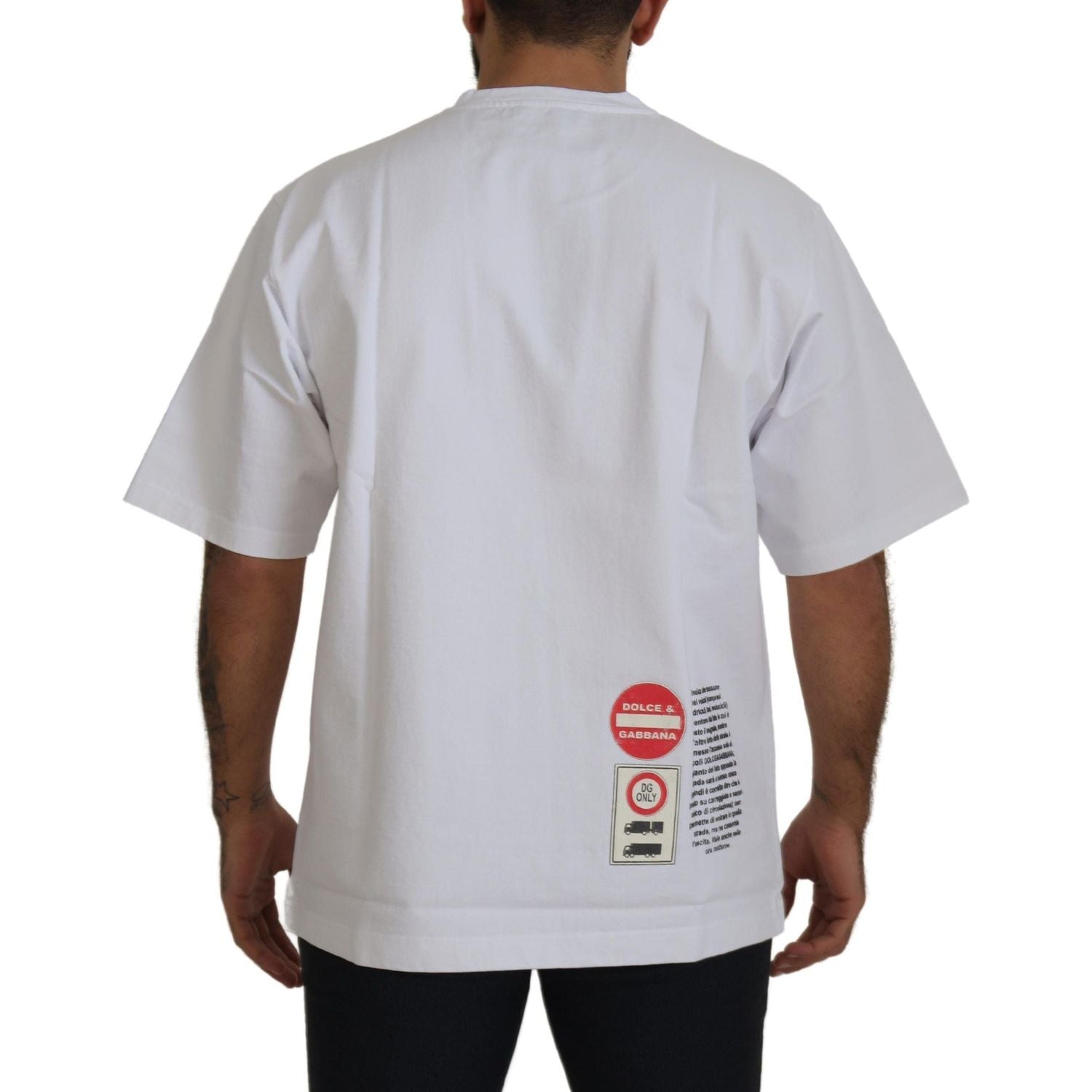 تي شيرت Dolce &amp; Gabbana Chic باللون الأبيض من القطن بطبعة Heart Amor