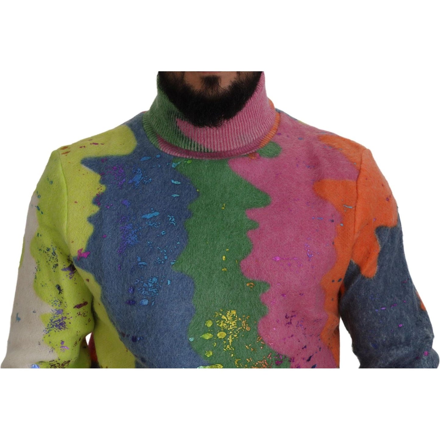 Dolce & Gabbana Multicolor Turtleneck Pullover Mohair Sweater