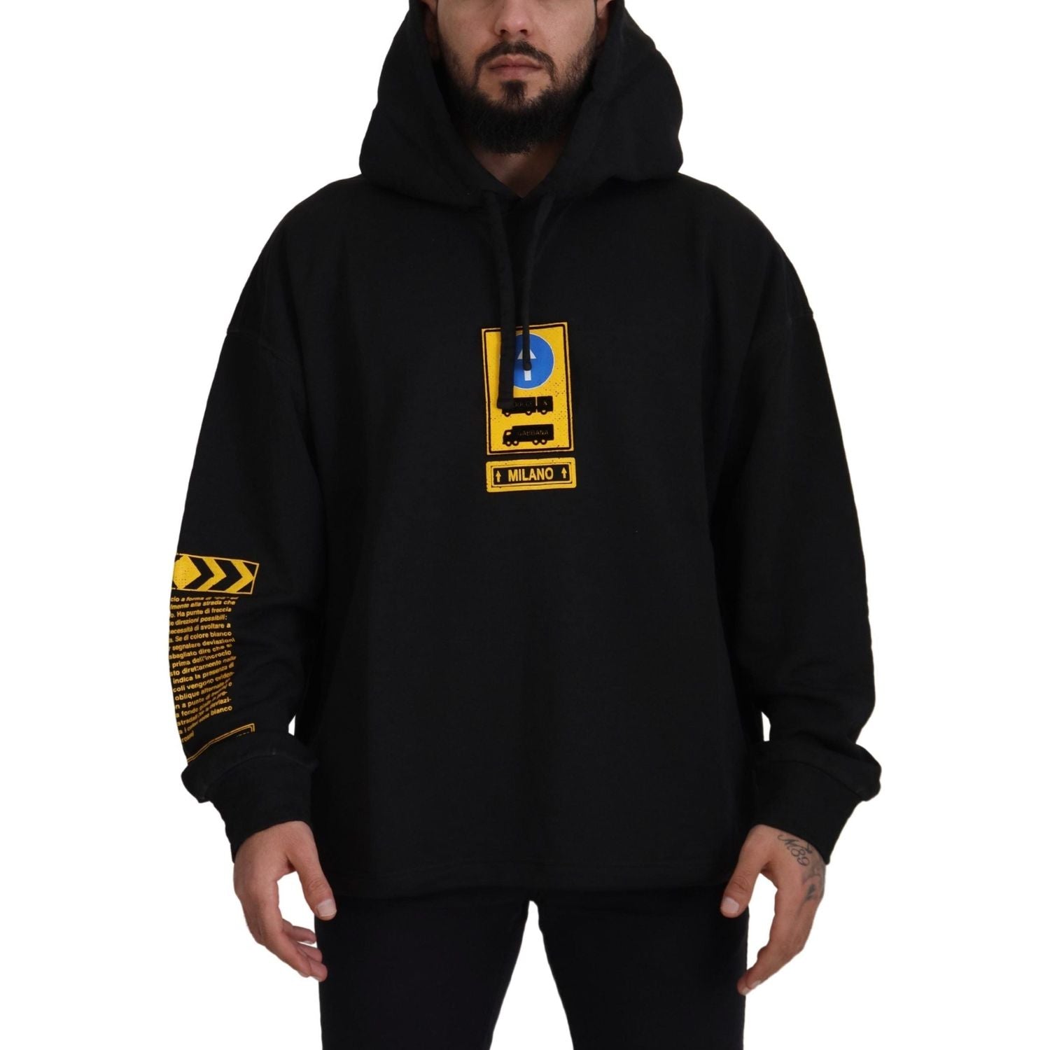 سترة أنيقة من القطن الأسود بغطاء رأس من دولتشي آند غابانا