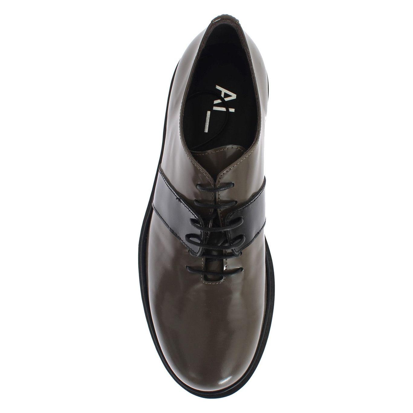 AI_ Elegant Gray Brown Leather Lace-up Shoes AI_