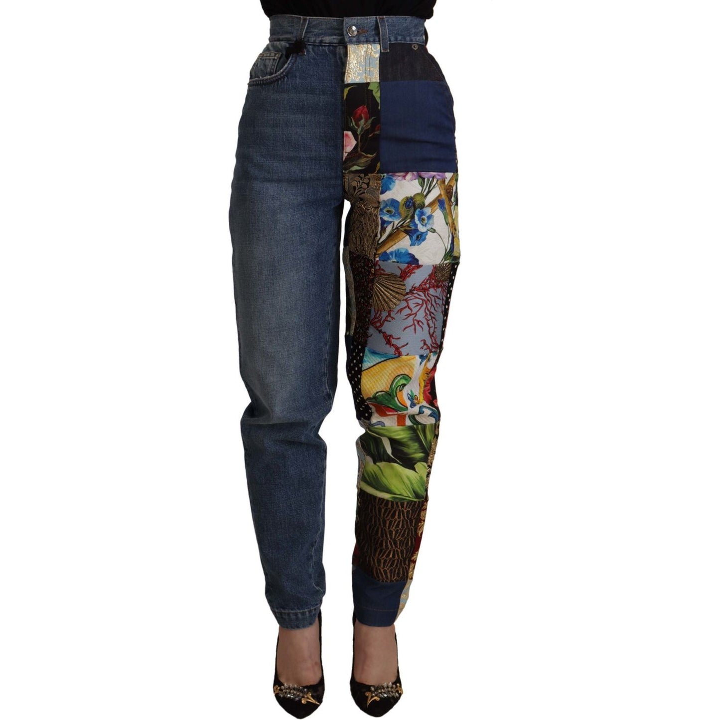 Dolce & Gabbana Patchwork Jacquard Denim Relaxed Jeans Dolce & Gabbana