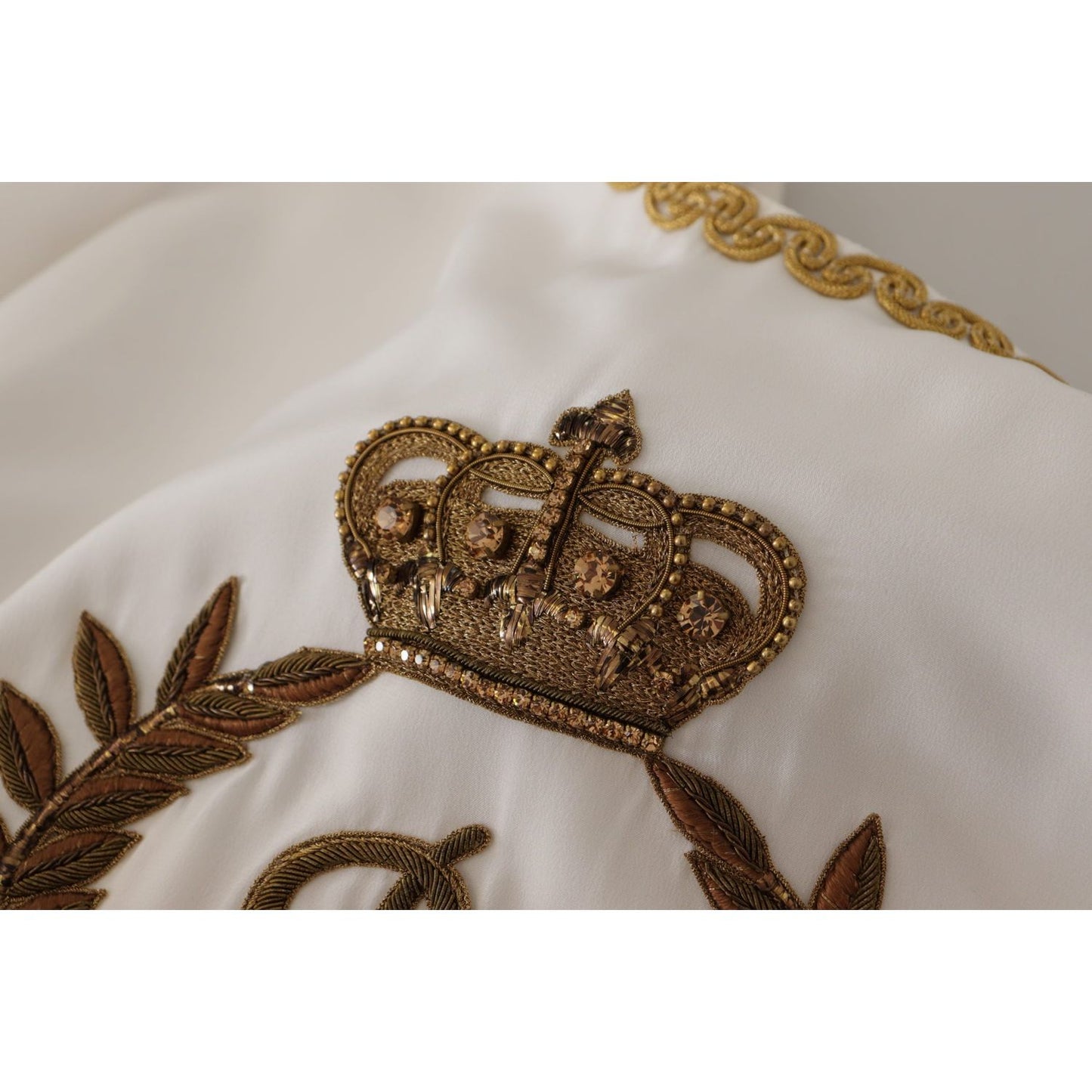 Dolce & Gabbana Elegant Silk Blouse with Gold Crown Embroidery Dolce & Gabbana