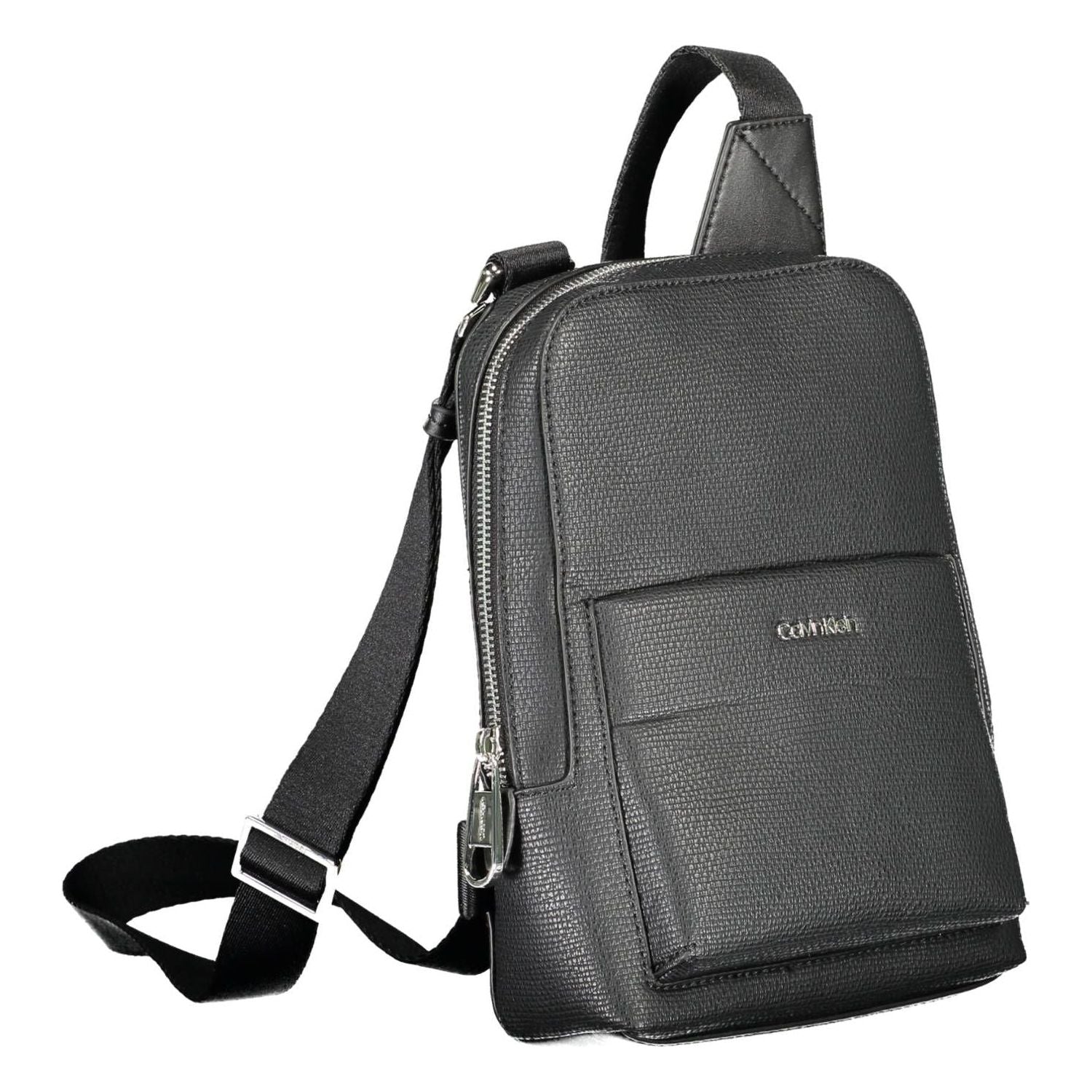 Front view with bag zipped and handles upright.