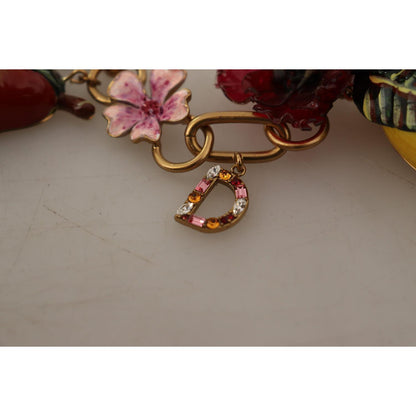 Dolce & Gabbana Gold Brass Sicily Fruits Roses Statement Necklace