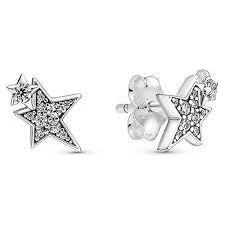 PANDORA JEWELS Mod. SPARKLING ASYMMETRIC STARS Earrings PANDORA