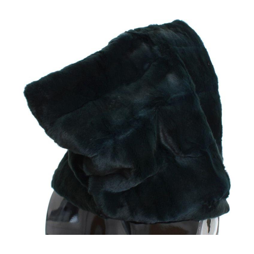 Dolce & Gabbana Exclusive Green Weasel Fur Hooded Scarf Hat Dolce & Gabbana