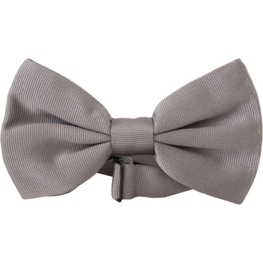 Dolce & Gabbana Elegant Gray Silk Bow Tie Dolce & Gabbana