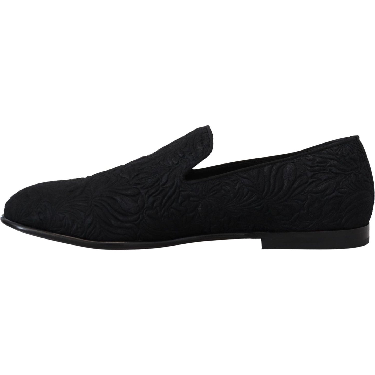 Dolce & Gabbana Elegant Jacquard Black Loafers Slide On Flats Dolce & Gabbana