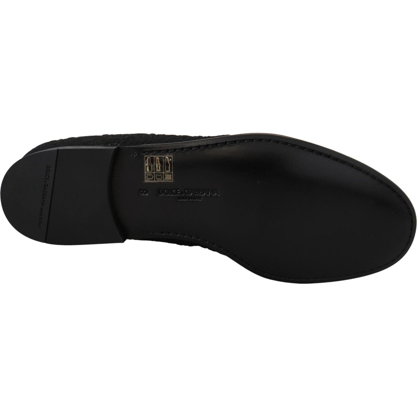 Dolce & Gabbana Elegant Jacquard Black Loafers Slide On Flats Dolce & Gabbana