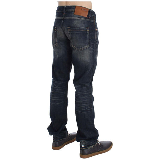 Acht Blue Wash Straight Fit Low Waist Jeans Acht