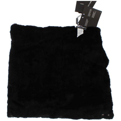 Dolce & Gabbana Black Weasel Fur Crochet Hood Scarf Hat