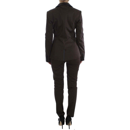 Exte Brown Stretch Two Button Suit