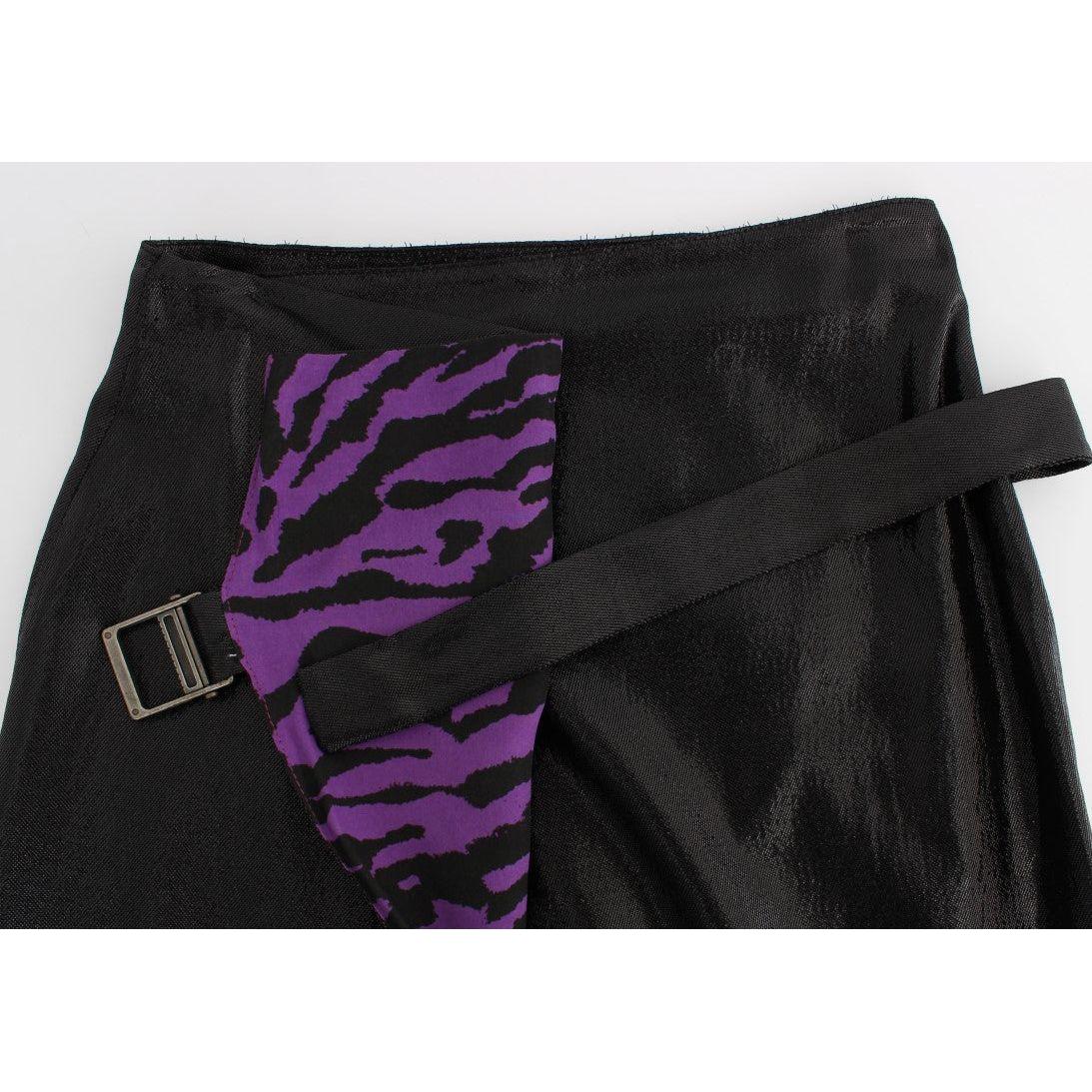 Exte Black Wool Silk Above Knee Straight Skirt Exte