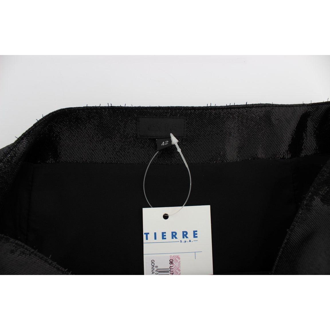 Exte Black Wool Silk Above Knee Straight Skirt Exte