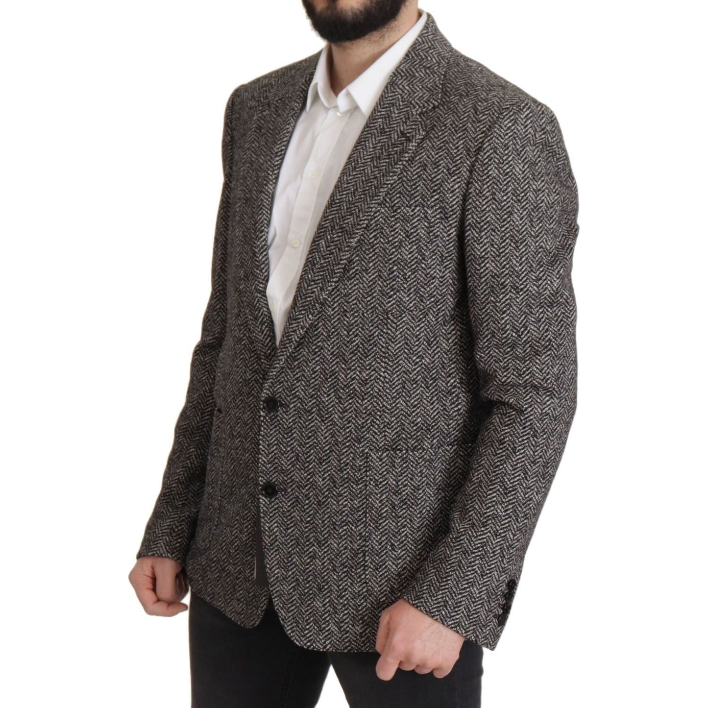 Dolce & Gabbana Exquisite Gray Herringbone Blazer Jacket Dolce & Gabbana