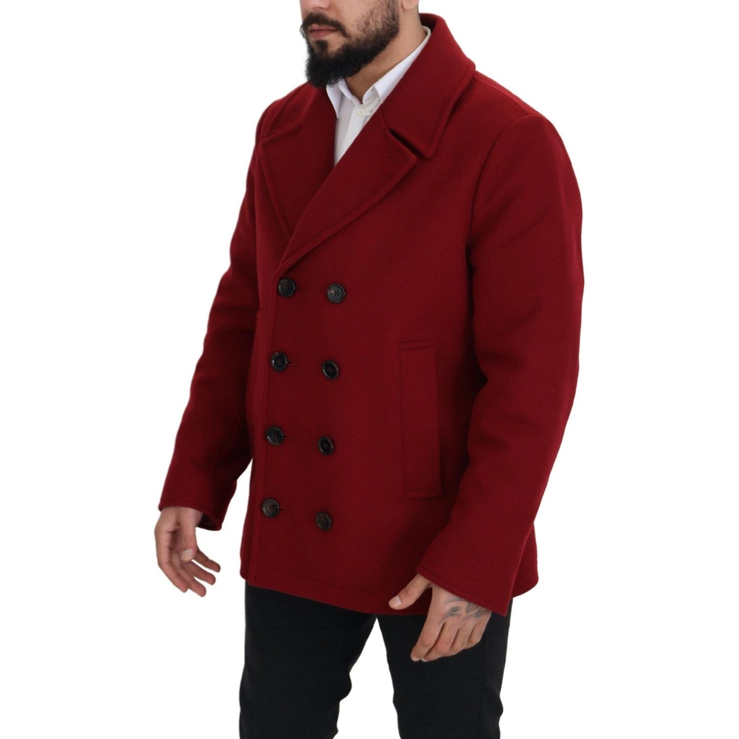 Dolce & Gabbana Elegant Red Double Breasted Wool Jacket Dolce & Gabbana