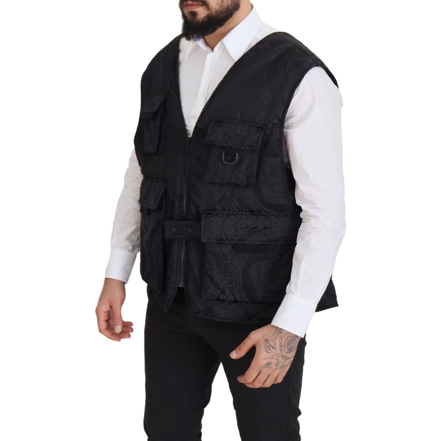 Dolce & Gabbana Elegant Sleeveless Vest Jacket in Black Dolce & Gabbana