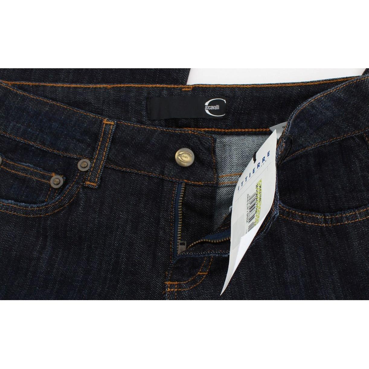 Cavalli Chic Blue Straight Fit Designer Jeans Cavalli