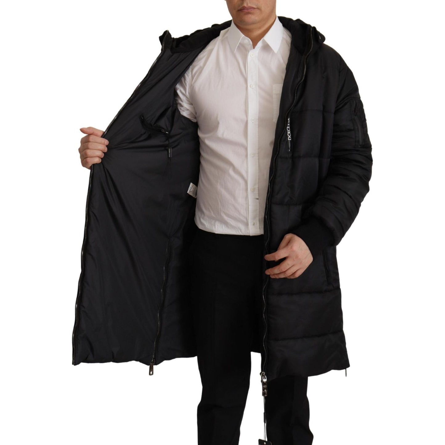 Dolce & Gabbana Elegant Black Hooded Parka Winter Jacket Dolce & Gabbana