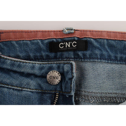 Costume National Blue Cotton Slim Fit Cropped Jeans