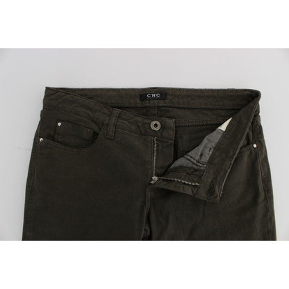 Costume National Green Cotton Blend Slim Fit Jeans