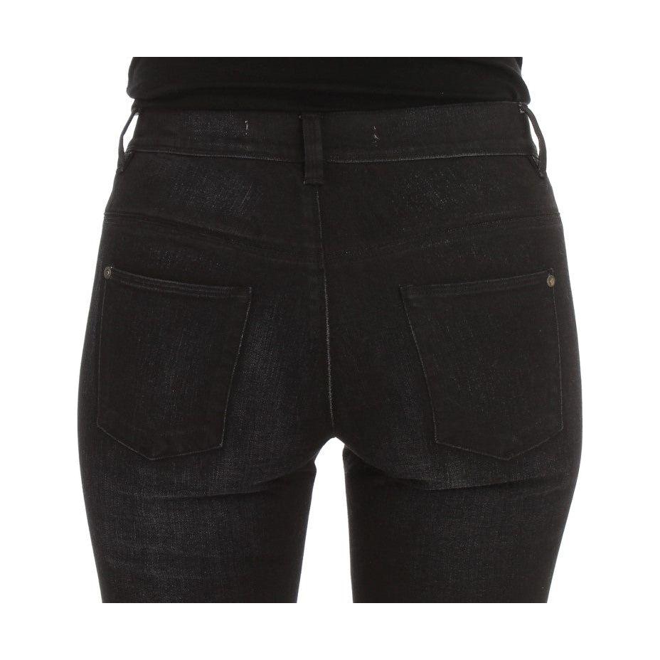 Ermanno Scervino Blue Cotton Blend Slim Fit Bootcut Jeans Ermanno Scervino