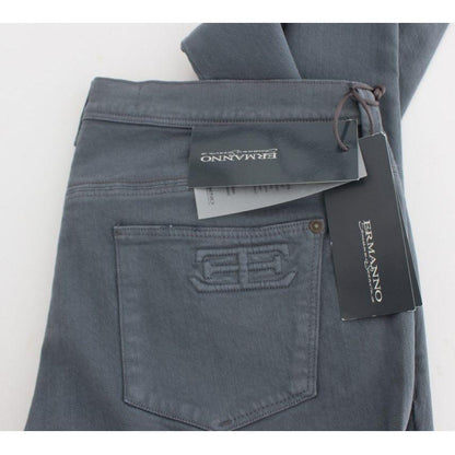 Ermanno Scervino Blue Cotton Blend Slim Fit Bootcut Jeans Ermanno Scervino