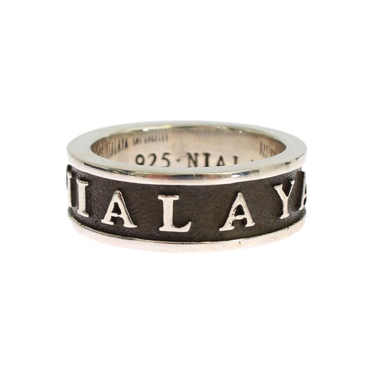 Nialaya Elegant Silver and Black Men's Sterling Ring Ring Nialaya