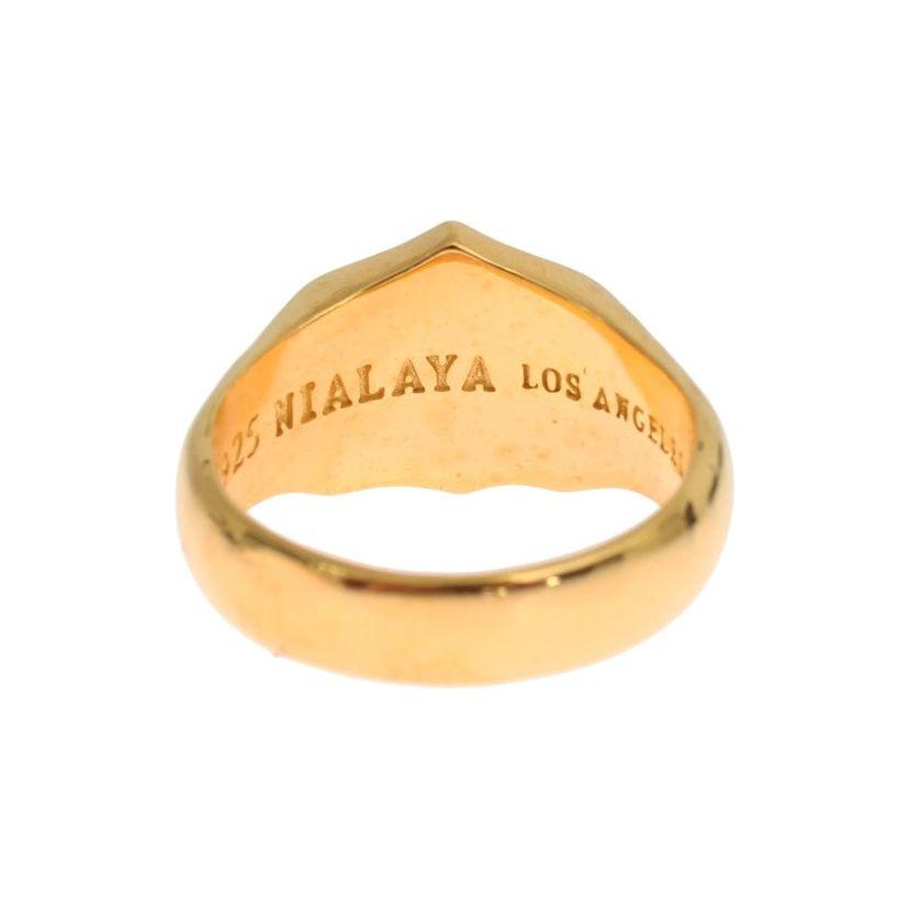 Nialaya Elegant Men's Gold Plated Silver Ring Ring Nialaya