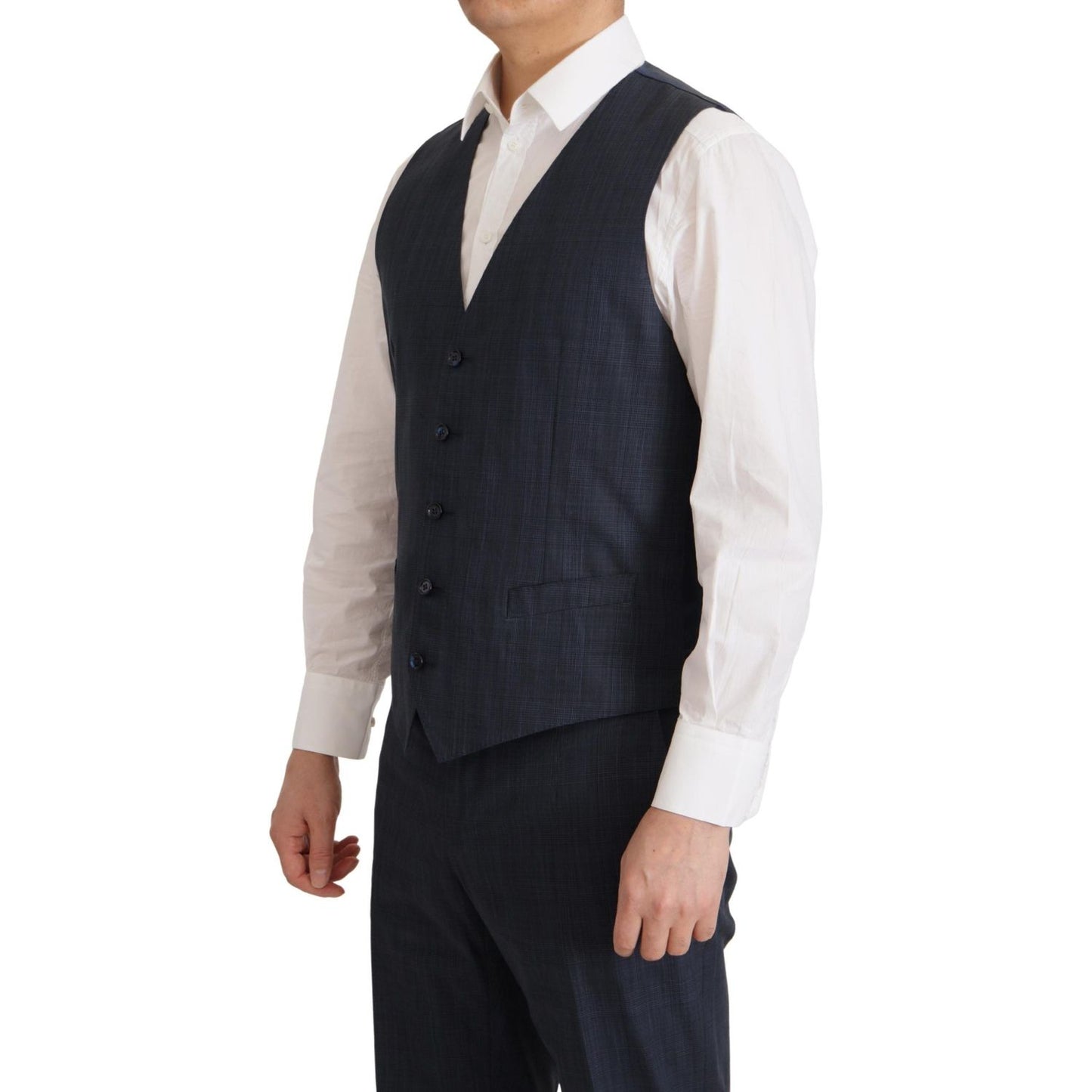 Dolce & Gabbana Elegant Dark Blue Cotton Three Piece Martini Suit Suit Dolce & Gabbana