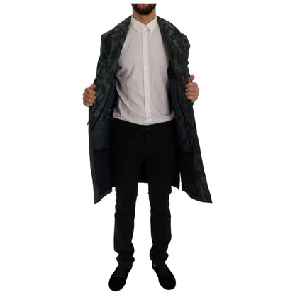 Dolce & Gabbana Blue Camouflage Trench Trench