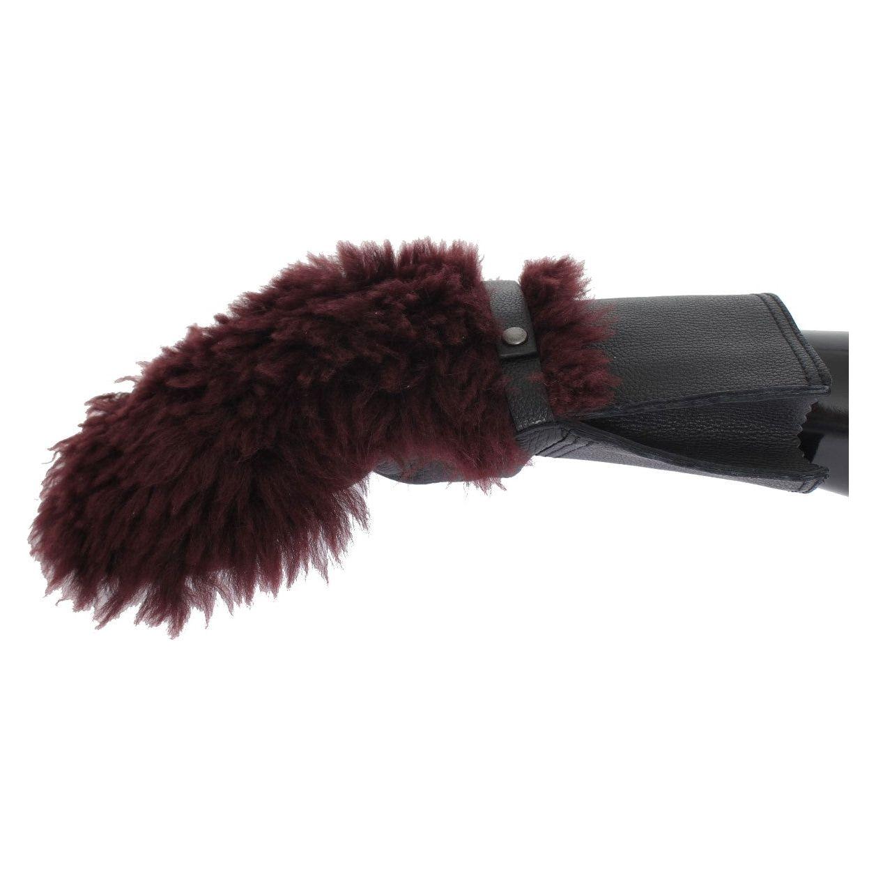 قفازات جلدية أنيقة باللونين الأسود والبورجوندي من دولتشي آند غابانا