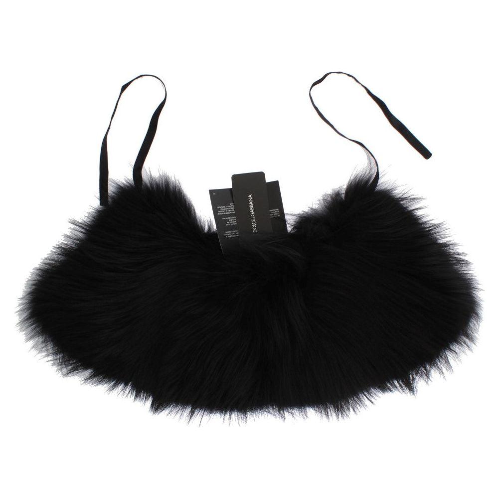 Dolce & Gabbana Black Fox Fur Chic Shoulder Wrap Fur Scarves Dolce & Gabbana