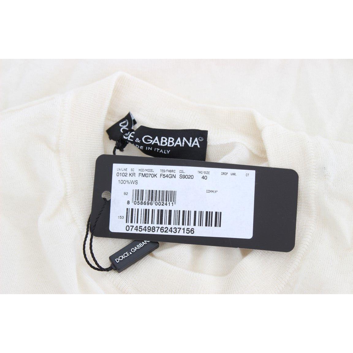Dolce & Gabbana White 100% Cashmere Sweater