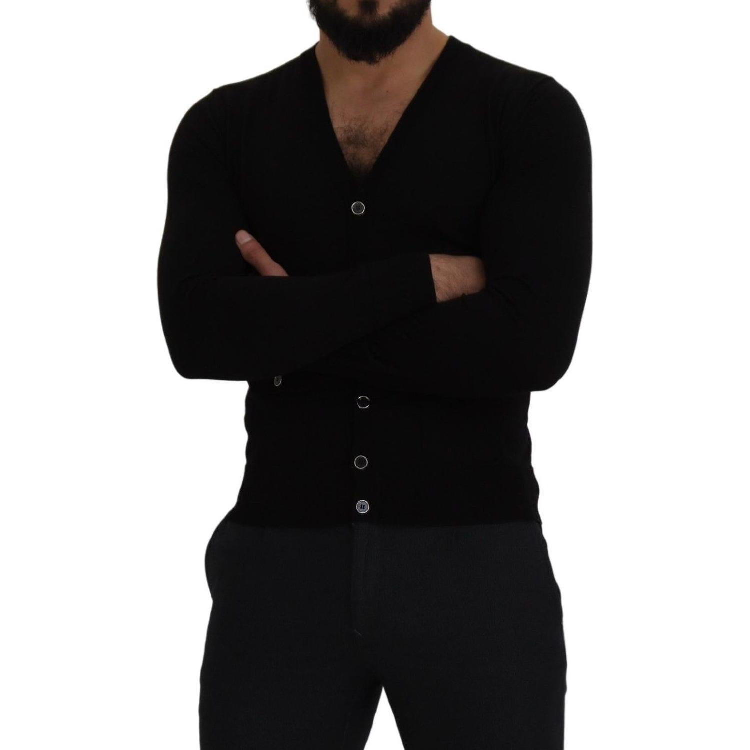 كارديجان أنيق من الصوف بأزرار باللون الأسود من دولتشي آند غابانا