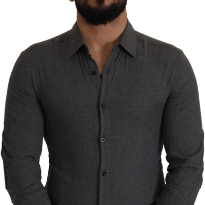 Costume National Dark Gray Cotton Casual Mens Shirt