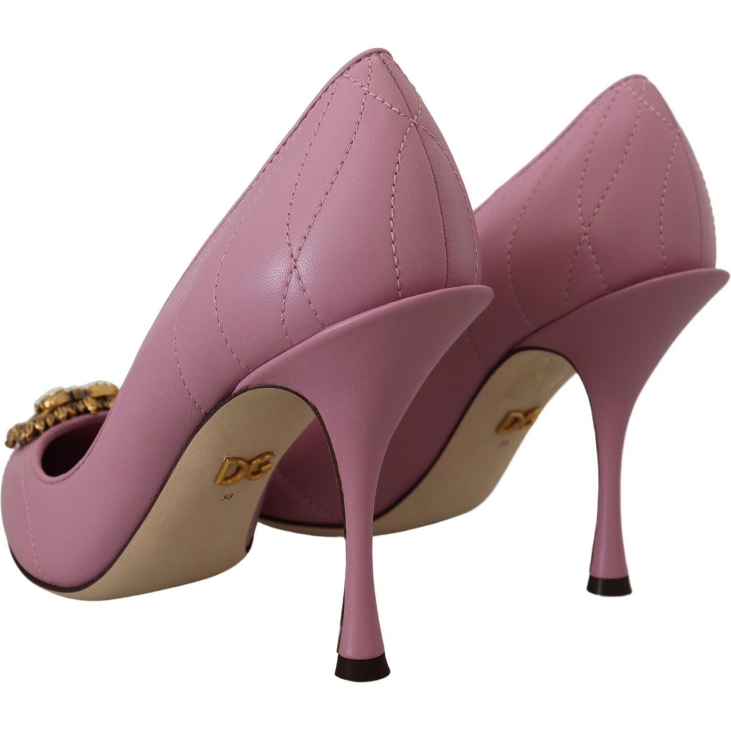 Dolce & Gabbana Devotion Leather Heels in Pink Dolce & Gabbana