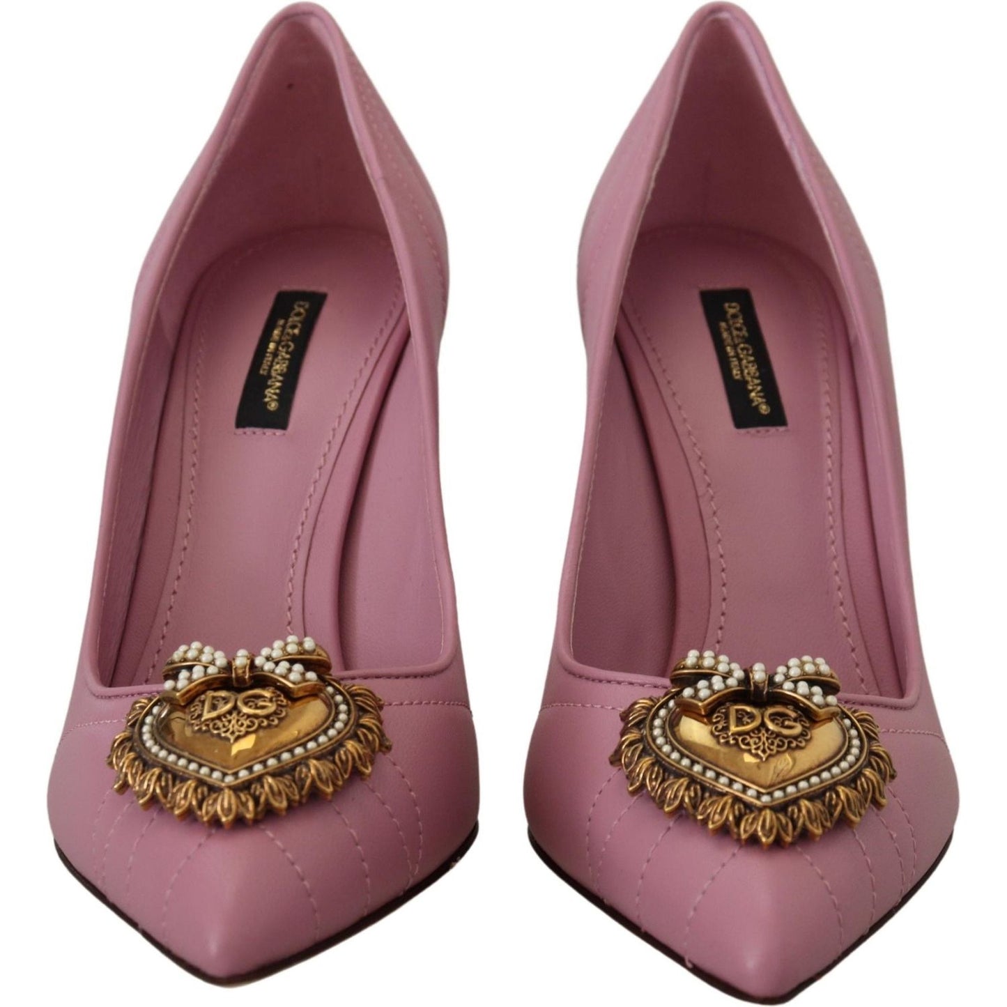 Dolce & Gabbana Devotion Leather Heels in Pink Dolce & Gabbana