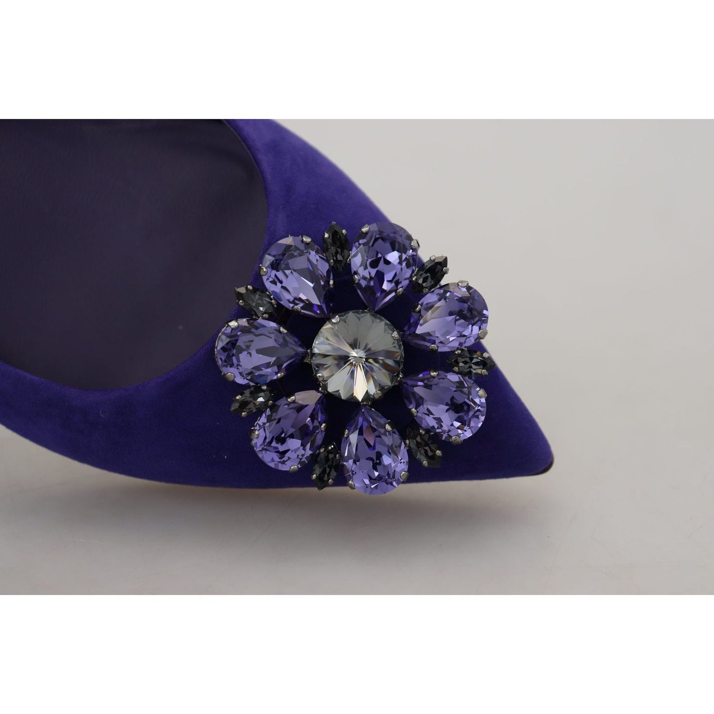 Dolce & Gabbana Embellished Crystal Purple Suede Flats Dolce & Gabbana