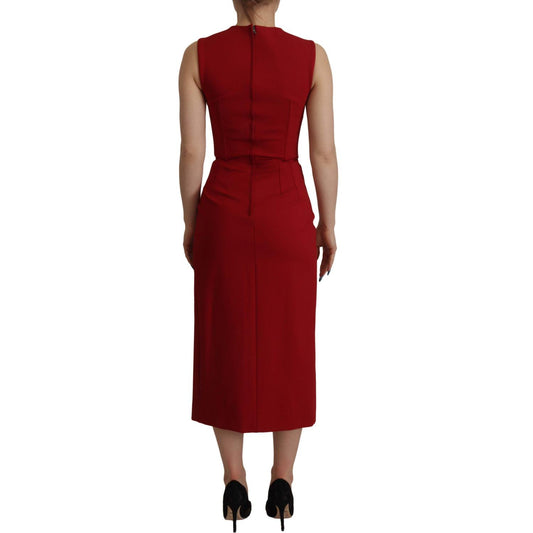 Dolce & Gabbana Elegant Red Bodycon Midi Dress Dolce & Gabbana