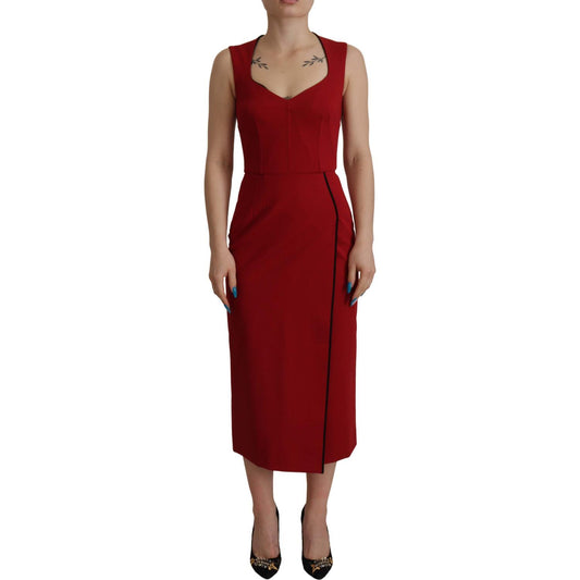 Dolce & Gabbana Elegant Red Bodycon Midi Dress Dolce & Gabbana