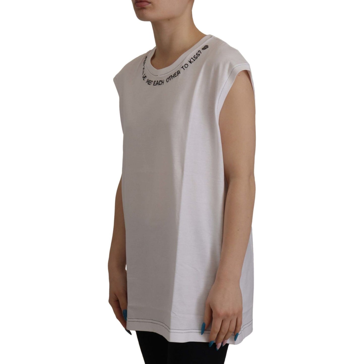 Dolce & Gabbana Elegant White Cotton Sleeveless Top Dolce & Gabbana