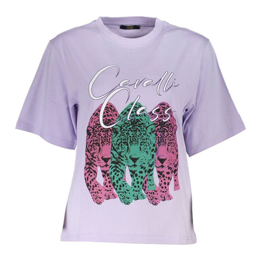 Cavalli Class Purple Cotton Women Top Cavalli Class