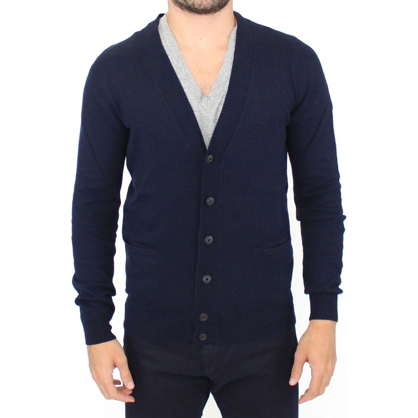 Ermanno Scervino Blue Wool Cashmere Cardigan Pullover Sweater Ermanno Scervino